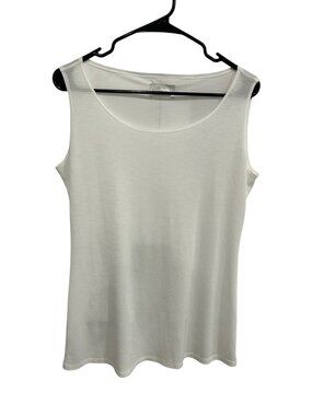 Artex Fashions Medium White Scoop Neck Sleeveless Tank Top Minimalist Clean Girl